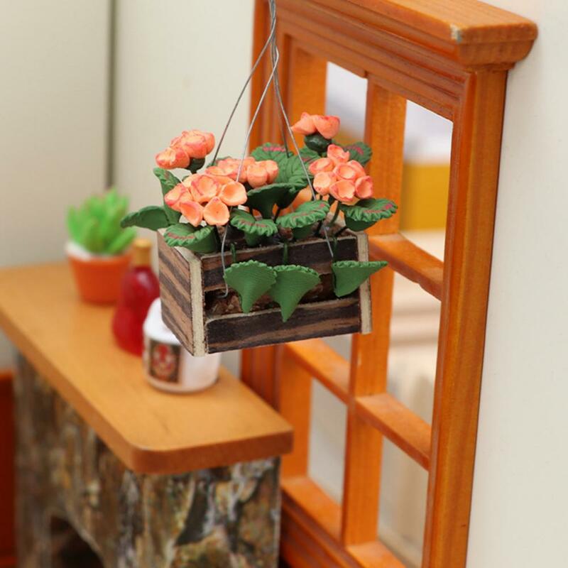 인형 집 액세서리 꽃 미니어처 수국 화분 분재 모델, 1 12 인형 집 가구, 정원 장식, 어린이 장난감