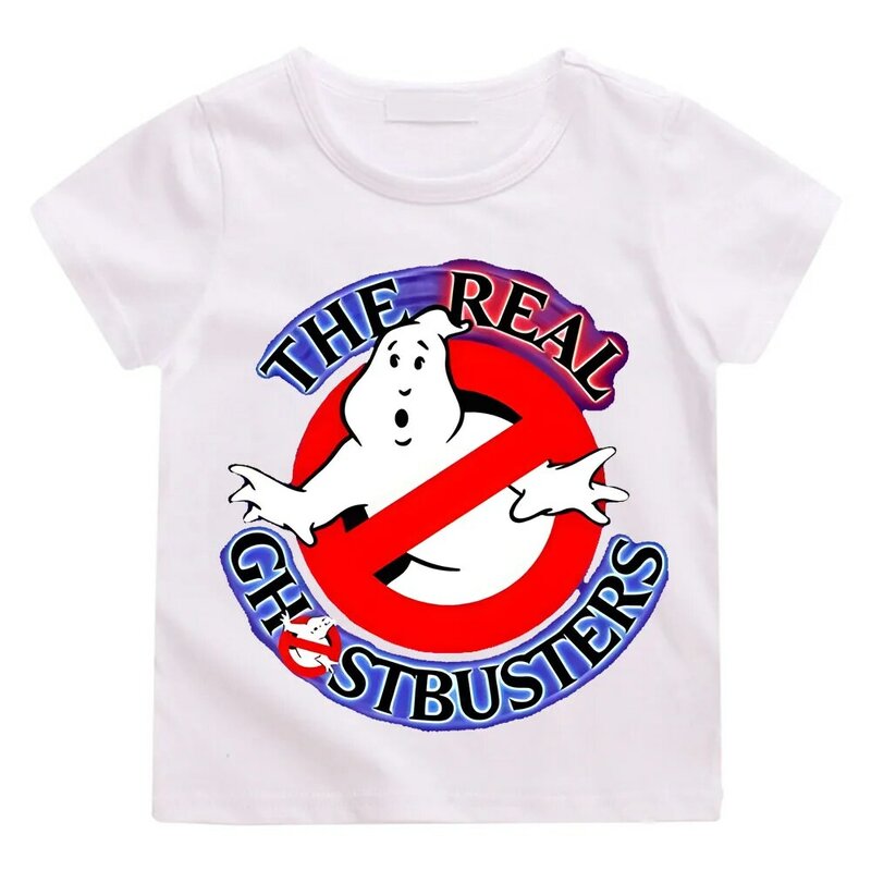 Zomer Jongens/Meisjes 4-14T Cartoon Katoen Grappige Ghostbusters Game Print Cartoon Kinderen T-Shirt Animatie Kostuums Met Korte Mouwen