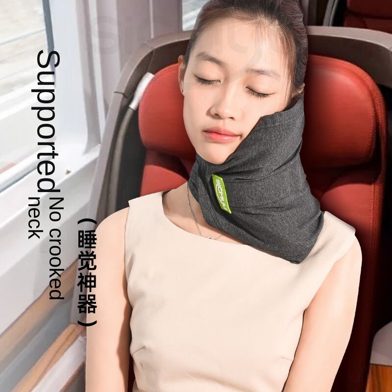Bantal perjalanan busa memori, bantal penyangga leher dengan penutup yang dapat dicuci untuk pesawat, kereta, dan bantal mobil untuk tidur