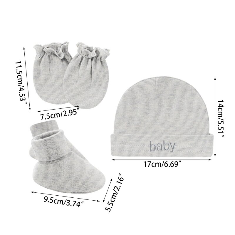 ทารกแรกเกิดหมวกผ้าฝ้ายถุงมือชุดคลุมเท้าชุดทารกแรกเกิดชั้นเดียวชุด