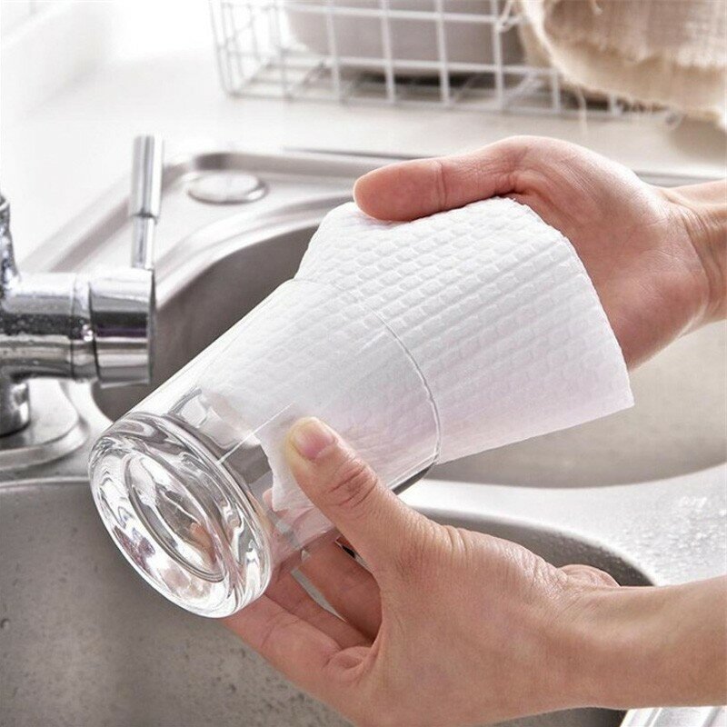 100pcs /Rolls Non-woven Wipes Paper Napkins Disposable Rags Multipurpose Thickened Dishcloths Super Absorbent Baby Towels Cloths