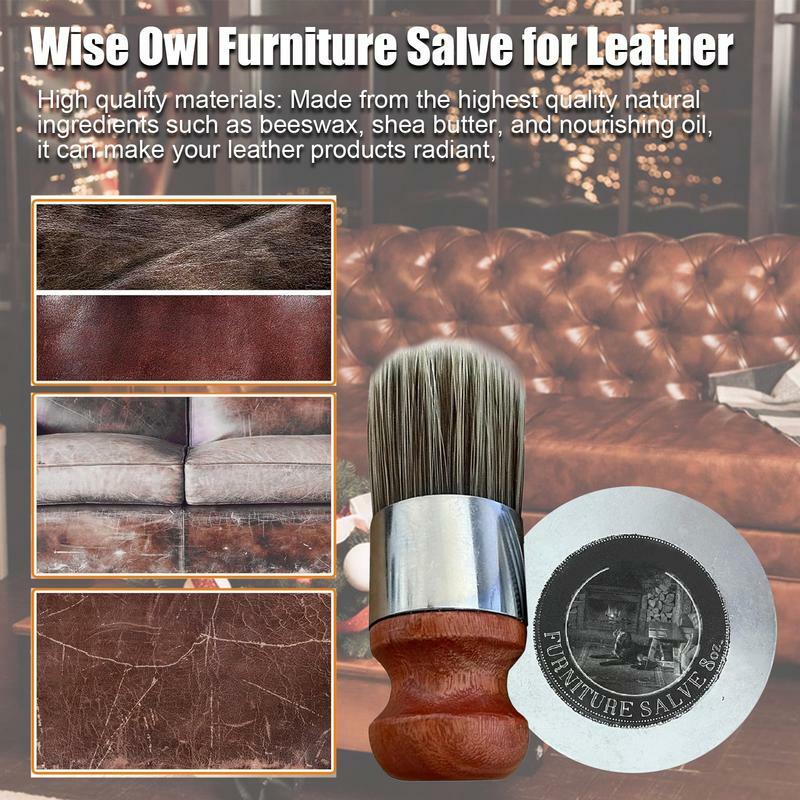 Leather Furniture Salve With Brush Natural LongLasting Hydration 120ml Cream Multipurpose Cleaner Leather Repair Kit For Leather
