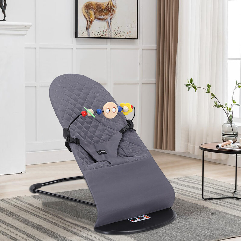 AnGku-Chaise à bascule pour bébé avec jouets, balançoire pliable pour bébés et tout-petits, chaise confortable pour bébé, trois vitesses recommandées, réglage