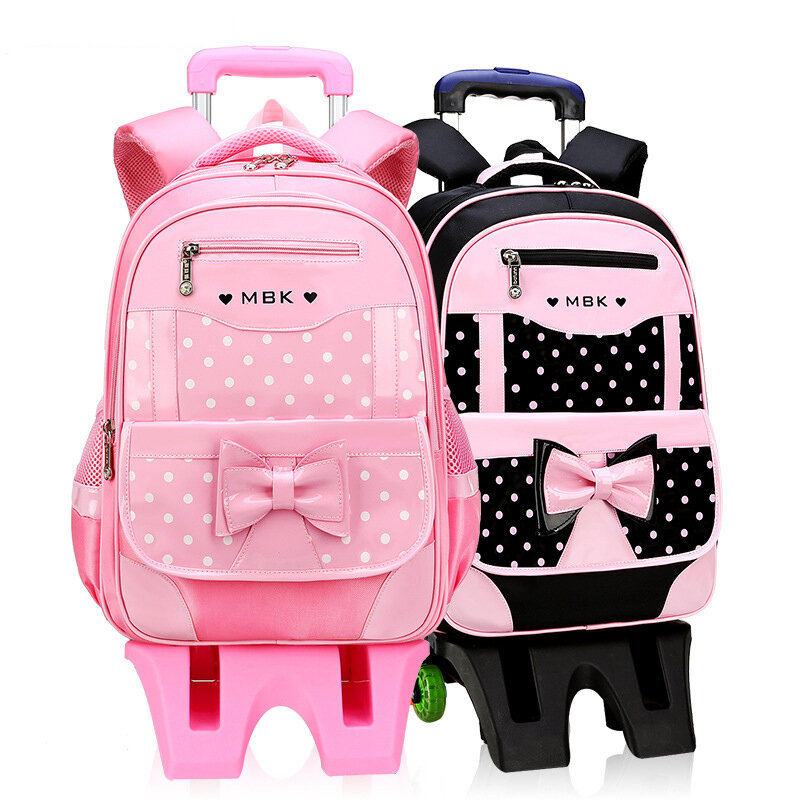 Mochila escolar de alta calidad con ruedas para niños, bolsa de equipaje impermeable para niñas adolescentes