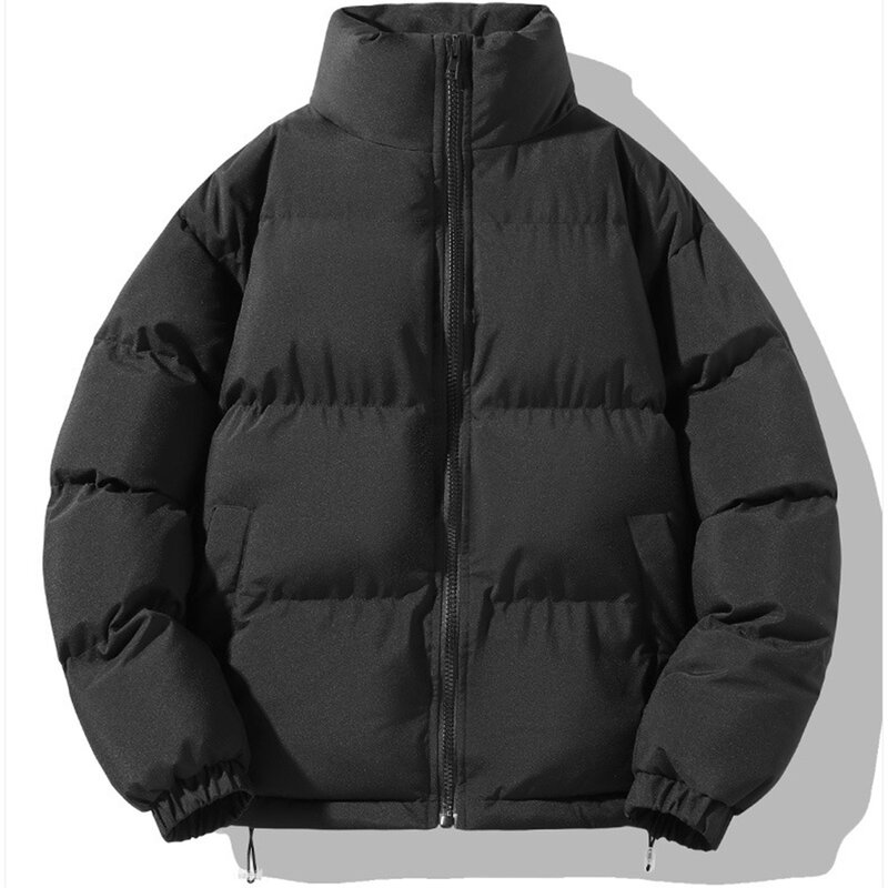 남녀공용 따뜻한 코튼 파카 재킷, 두꺼운 단색, 긴팔 스탠드 칼라 코트, 겨울 파카 의류, 신상 커플
