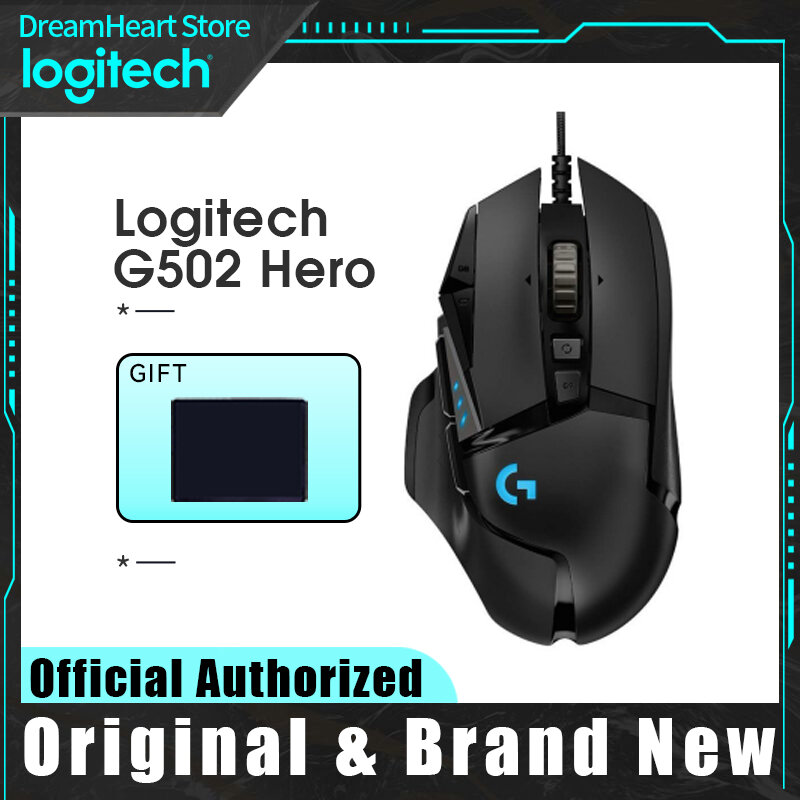 G502 Hero-ratón para juegos con cable, Gamer para PC, RGB, Usb, para ordenador portátil, ergonómico, botón lateral mecánico