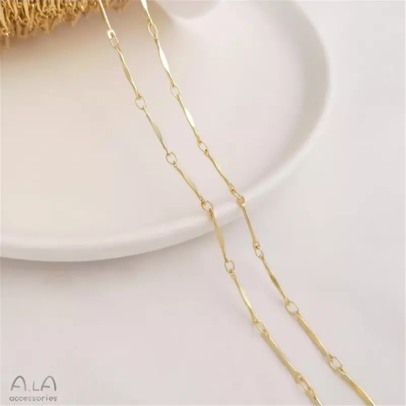14K Gold Plated stick chain Round stick joint chain Thin chain Compressed chain handmade DIY necklace accessories loose