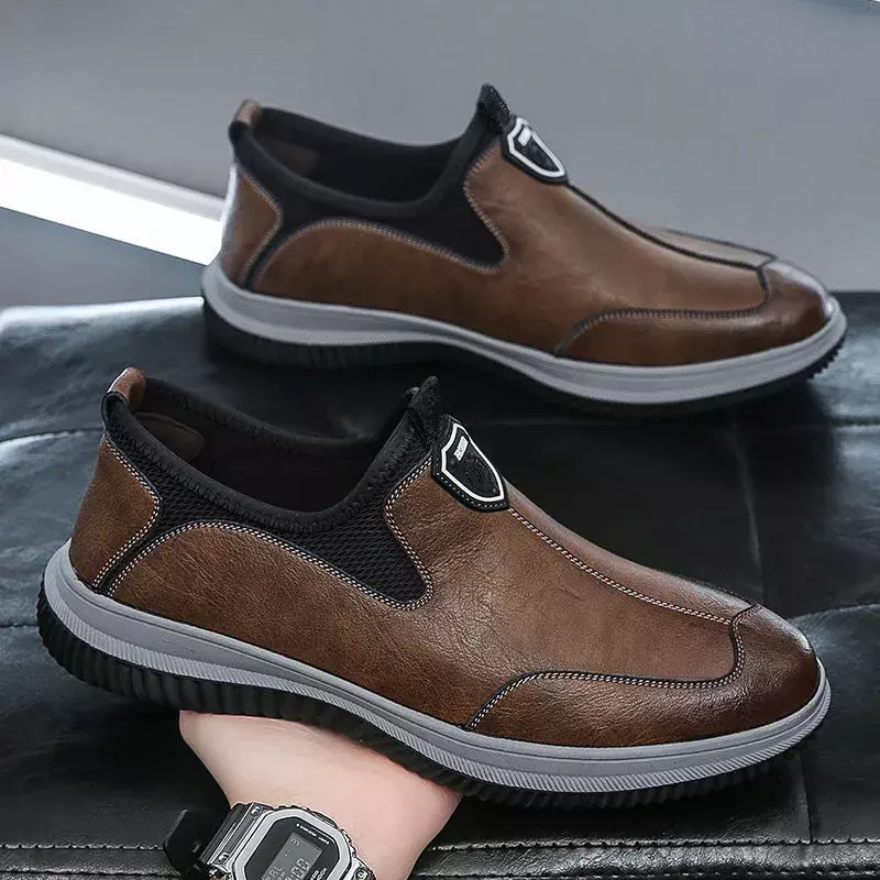 Scarpe da uomo primaverili scarpe da cucito originali in pelle da uomo scarpe Casual in pelle da uomo mocassini con plateau traspiranti per uomo 2024 novità
