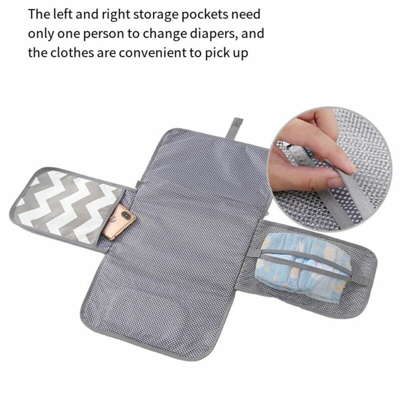 Portable Baby Diaper Pad Waterproof Lightweight Diaper Changing Table Built-in Pillow with Mesh Pockets Baby Changing Mat