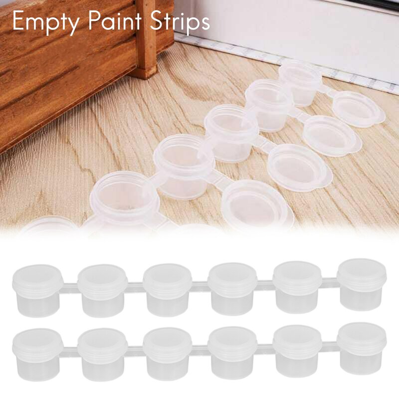 24 Strips 2Ml Empty Paint Strips Paint Cup Pots Clear Storage Containers Painting Arts Crafts Supplies 144 Pots in