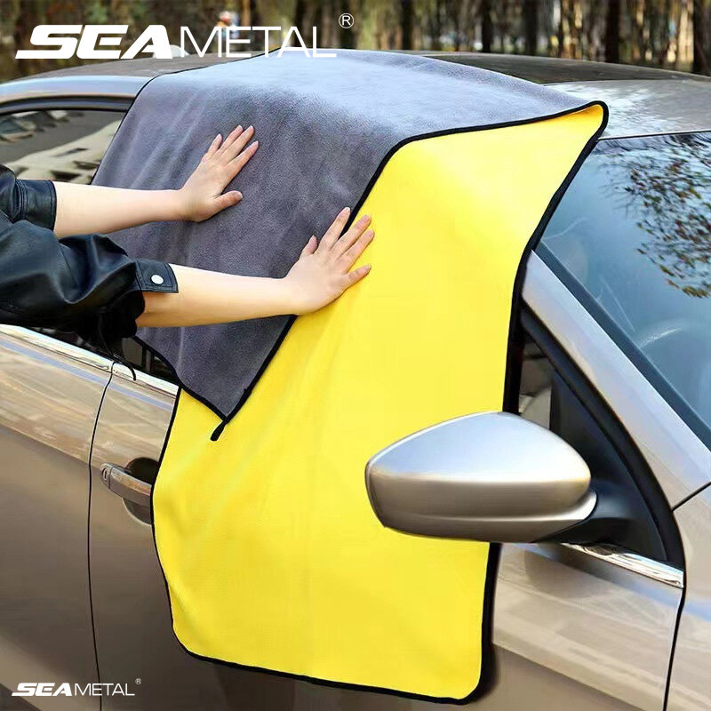 Seametal-洗車用タオル,160x60cm,400gsm,マイクロファイバー,高吸収性クリーニングタオル,厚くて柔らかい車の速乾性