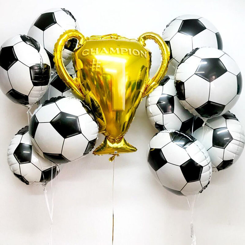 10 pçs 18 polegada de futebol balões folha alumínio homem esportes feliz aniversário decorações da festa crianças brinquedos balão hélio inflável glo