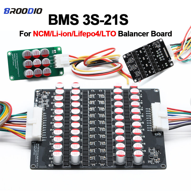 BMS 3S 4S 5S 6S 7S 8S 9S-21S Balance Li-ion Lifepo4 LTO Lithium Battery 1A 3A 5A 6A Capacitive Active Balancer Board Equalizer
