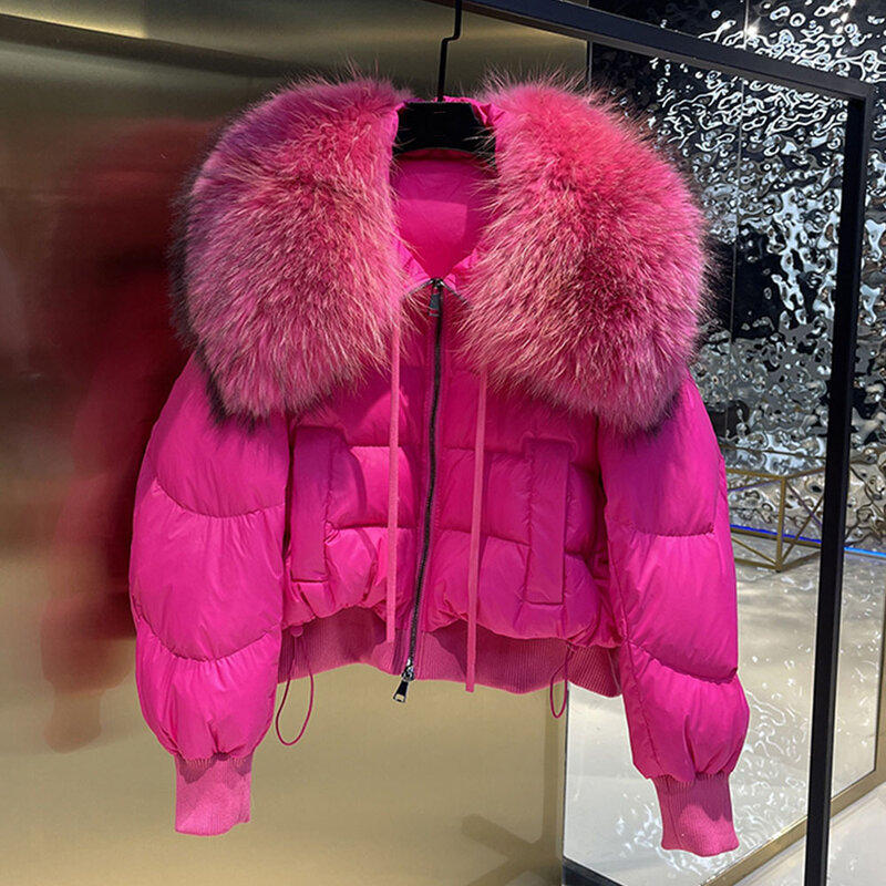 2023 Winter New Women Puffer Jacket Light Versatile Big Fur Collar Loose Female Long-Sleeved Bread Korean Version Down Coat
