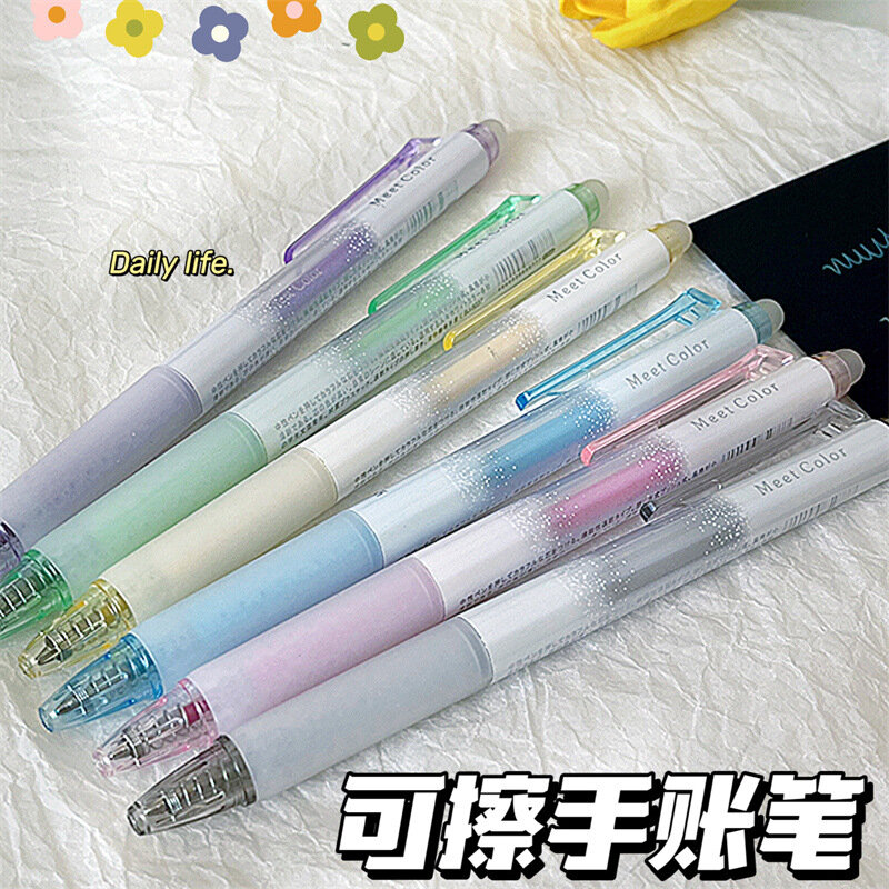 1/6Pcs/Set Scented Color Glitter Erasable Gel Pen 0.5mm Bullet Tip Blue Ink Refill Rods Ballpoint pen Drawing Washable Handle