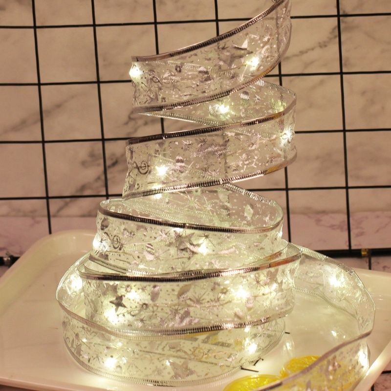 Ruban lumineux LED pour décoration de noël, arbre de noël, ornements, bricolage, nœuds en dentelle, guirlandes lumineuses, décorations pour la maison, nouvel an 2022 MJ
