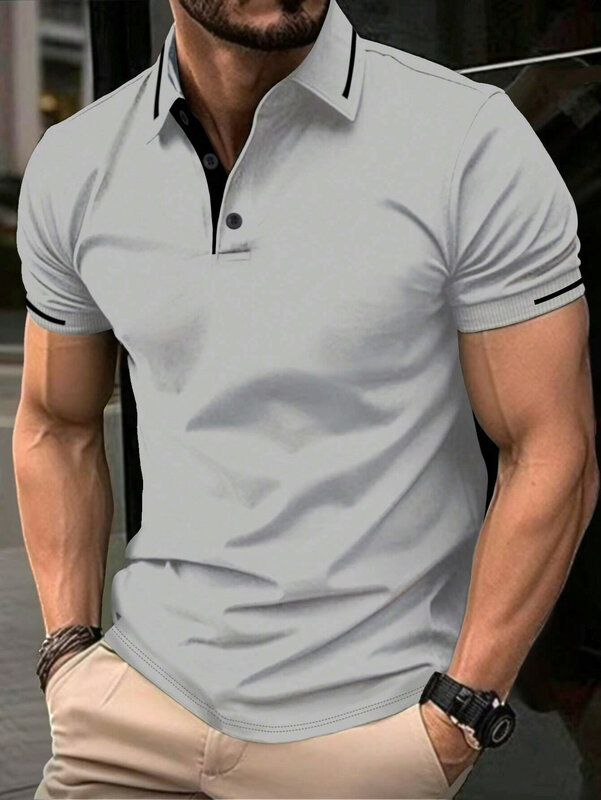 Letnia nowa męska codzienna sportowa koszulka polo z krótkim rękawem, modna i wygodny T-shirt, męska oddychająca koszulka polo