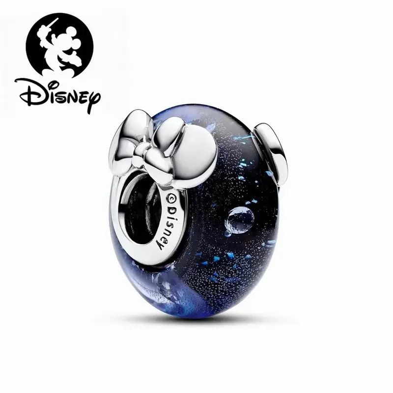 925 Sterling Silver Potdemiel gelang Disney Mickey Minnie Mouse, liontin manik-manik cocok asli Pandora hadiah Natal