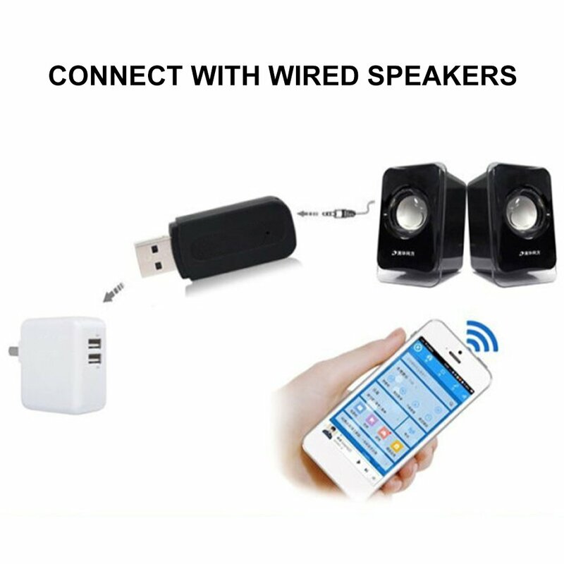 Adaptor USB Kompatibel dengan Bluetooth Mobil Penerima Kompatibel Bluetooth 3.5Mm Alat Mobil Bebas Genggam Pemutar Musik MP3 Audio AUX Nirkabel