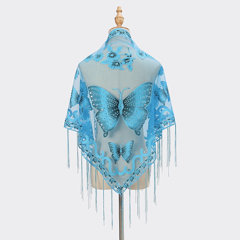 Женская треугольная шаль-бабочка из полиэстера, 160x50 см