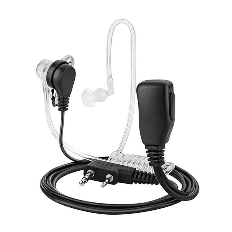 Headset MIC PTT 2 Pin, Earphone mikrofon tabung udara akustik untuk EMF Anti radiasi Walkie Talkie Radio