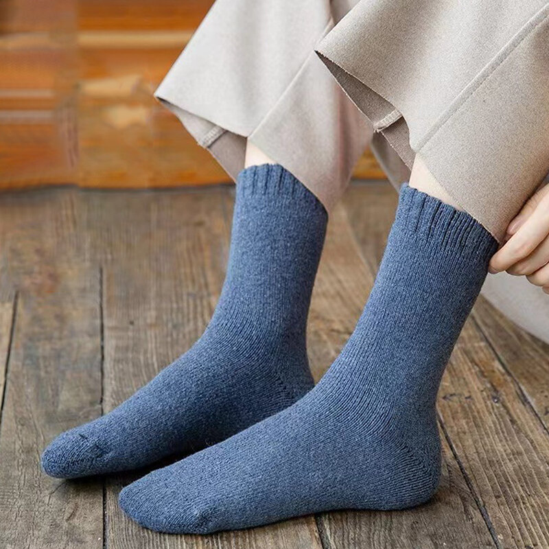 Super grosso meias longas de lã, caminhadas térmicas Bota, quente meias aconchegantes, Terry-Loop meias, pesado, inverno, 1 par