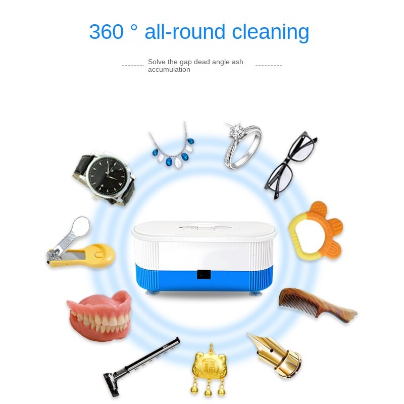 Máquina de limpieza ultrasónica pequeña multifuncional, conveniente para el hogar, limpieza de gafas de contacto, reloj de joyería