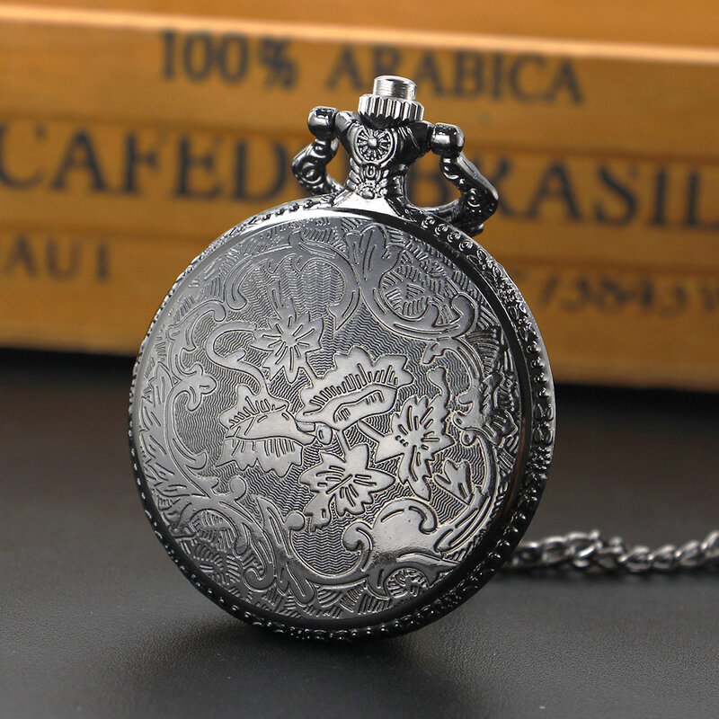 Reloj de bolsillo con diseño de calavera para hombre, pulsera masculina de cuarzo con temática de juego negro, cadena Steampunk, regalo de recuerdo