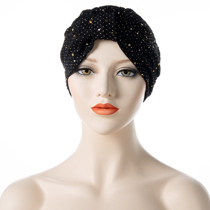 고품질 면 탄성 모자 주름 머리 스카프 이슬람 여성 머리 스카프 두바이 장식 조각 머리 스카프 모자 인도 모자 Turbante Mujer