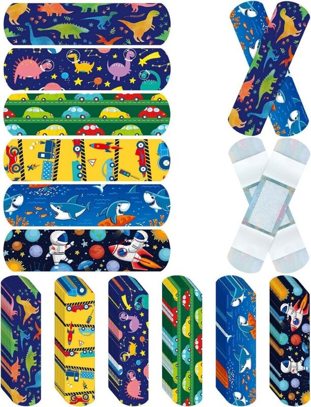 50pcs 60pcs/set Cartoon Kawaii Band Aid Boys Rocket Dinosaur Girls Mermaid Heart Prints Plaster Strips Patch Adhesive Bandages
