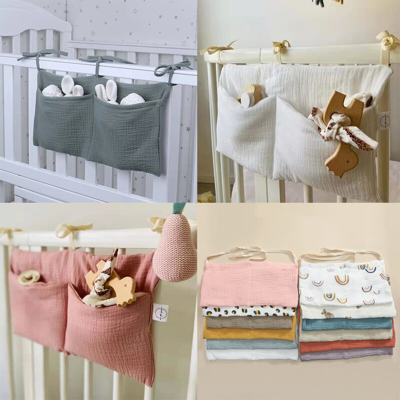 Baby Crib Storage Bag Fralda Nappy Organizer Multifuncional Cot Bed Hanging Storage Bag para crianças Baby Bedding Stuff Acessórios