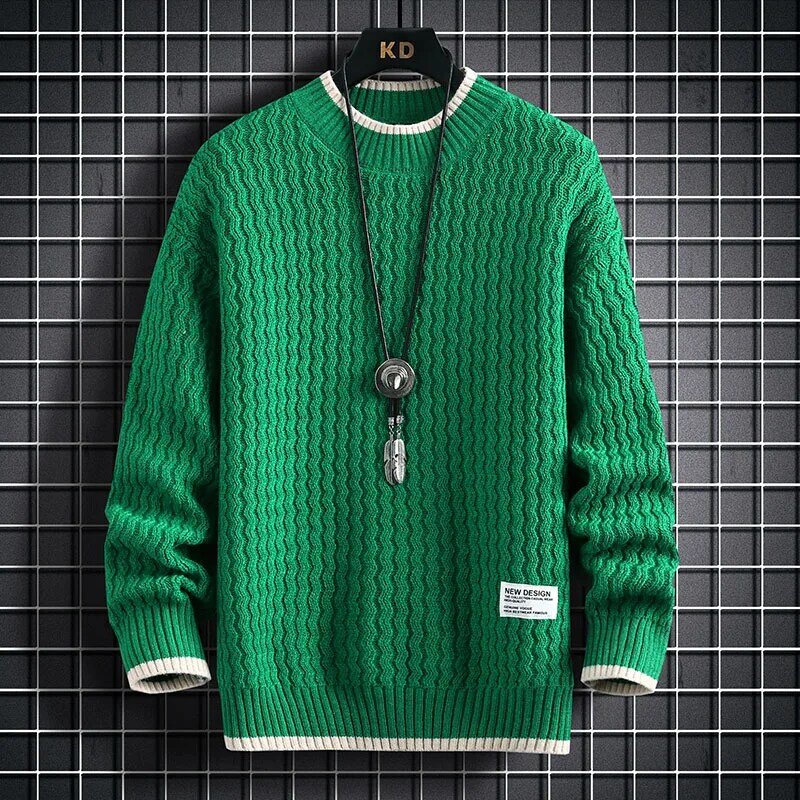Sweater rajut natal pria, S-4XL Pullover rajut pola garis Harajuku Vintage leher O Musim Dingin 2023