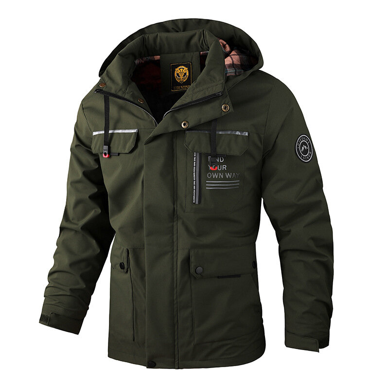 Prowow-chaqueta con capucha para hombre, abrigo informal con borde cruzado, Parka sólida, moda para exteriores, Otoño e Invierno