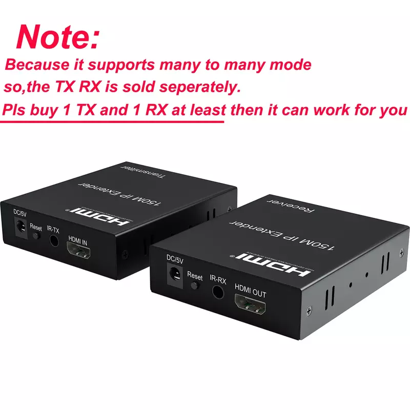 Extensor HDMI IP de 150M por Rj45 Cat5e/6 Cable 1080P HDMI Ethernet extensor transmisor receptor puede muchos por interruptor de red