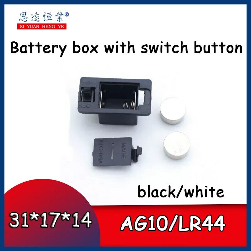 Caixa da bateria do jogador do presente com botão do interruptor, AG10, LR44, 3V, 4.5V, 10 PCes
