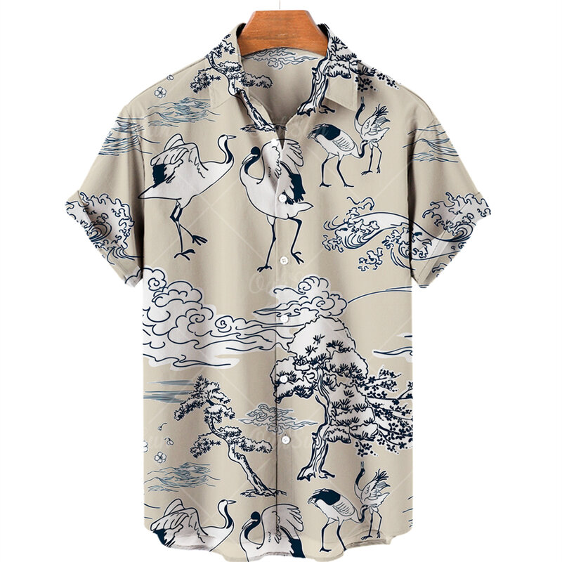 Men Retro Shirt Leisure Printed Cotton Floral Casual Dress Oversized Hawaiian Imported Clothing Arrivals Hipster