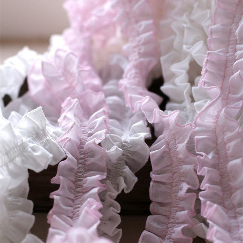 1メートル最新のピンク白色固体綿レースリボン5センチメートルレーストリム縫製アクセサリーレース生地のウェディングチュール襟アップリケQW13