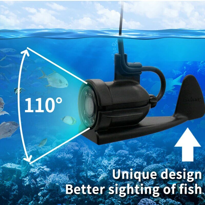 Erchang กล้องจับปลาใต้น้ำ F431B พร้อม4X ซูมดิจิตอล4.3นิ้ว4000mAh 15เมตรกล้องจับปลาอินฟราเรดฤดูหนาวสำหรับตกปลา