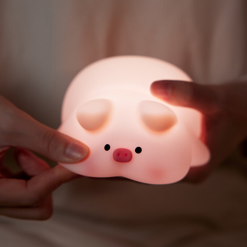 Pink Piggy Night Light Cute LED Silicone Night Lamp Indoor Atmosphere Pat Lamp Room Decoration USB luce notturna per bambini regalo