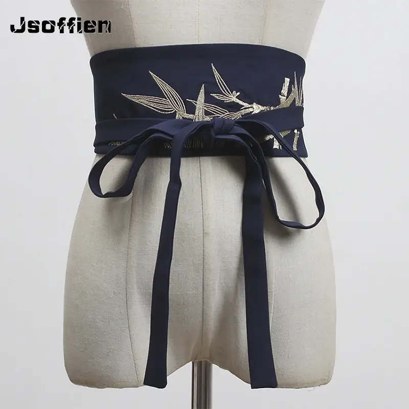 Cintura estilo vintage bordado japonês Cummerbunds, Mulheres largo espartilho Yukata vestido, Haori Obi Obi Cintura, Cummerbunds