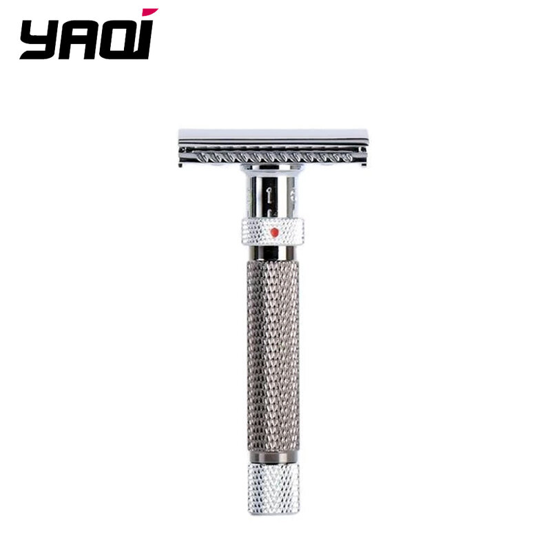 Yaqi-maquinilla de afeitar de seguridad ajustable para hombre, Color cromado y bronce, corte Final