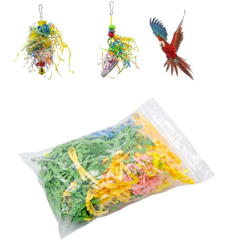 Paquete 5 papel triturado colorido para trituradora loros, juguete forraje, juguetes para masticar pájaros