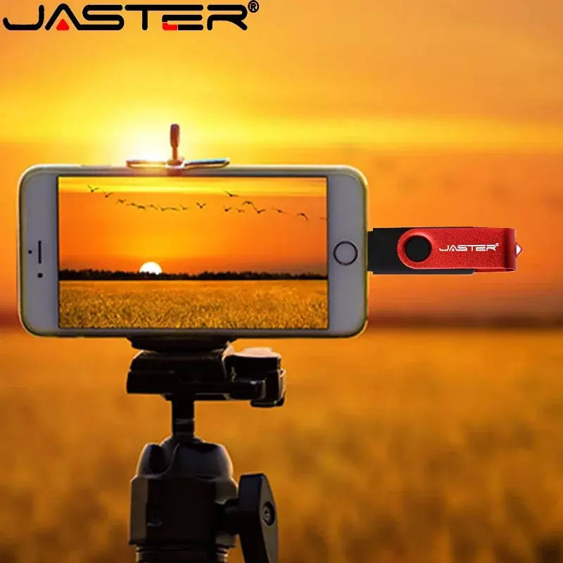 JASTER-USB 2.0 OTG Flash Drive para SmartPhone, Tablet, PC, 16GB Memory Stick, 32GB, 64GB, 8GB Pendrive, alta velocidade, 3 em 1