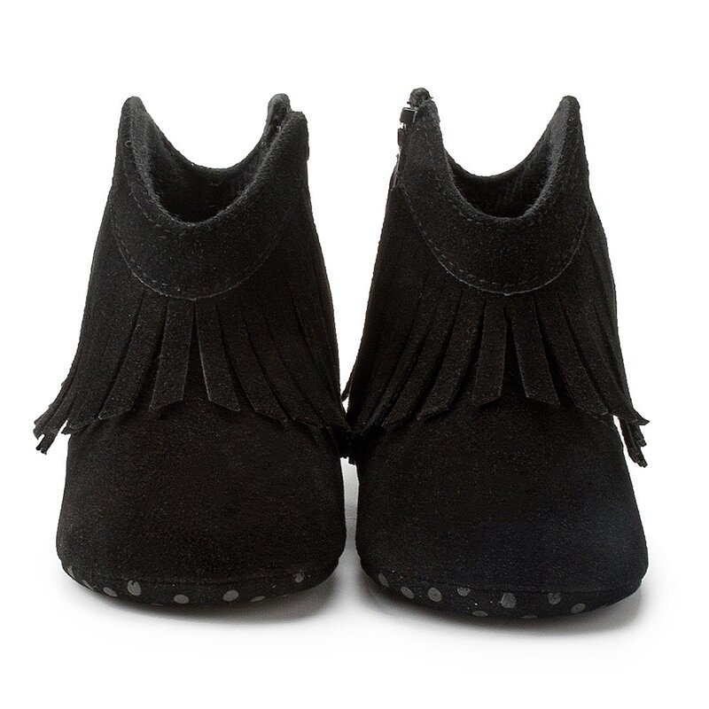 Chaussures zippées à pampilles à semelle souple pour bébés filles, bottes pour tout-petits, chaussures de premier marcheur non ald, mode automne et hiver