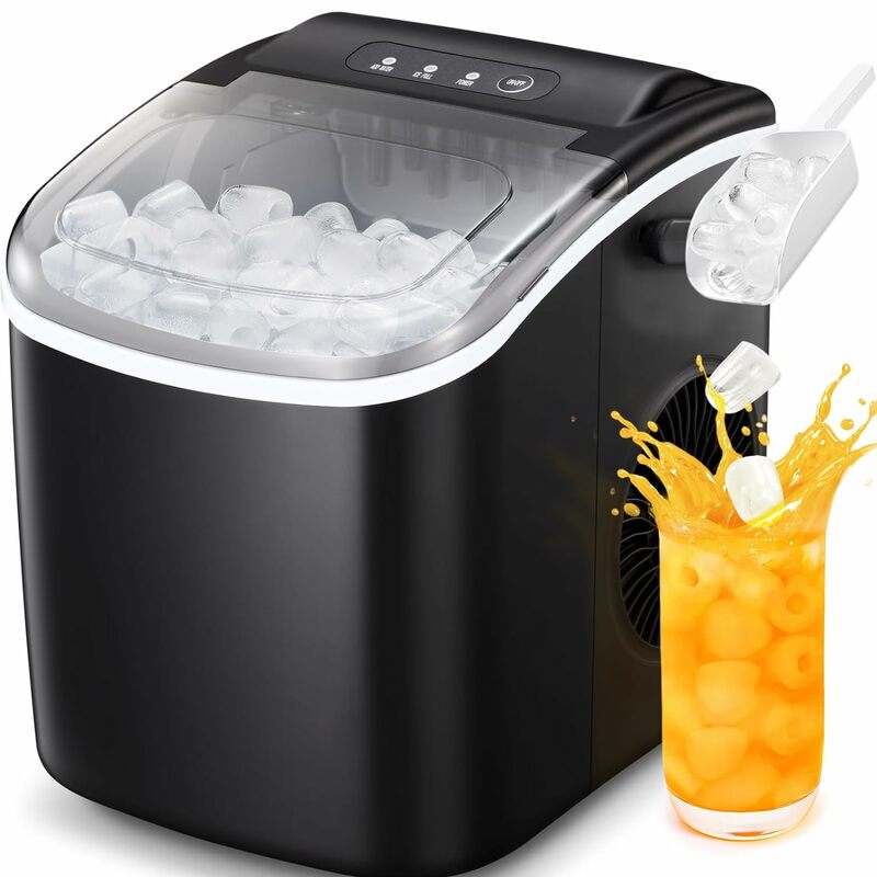 Antarctic Star Countertop Ice Maker Portable Ice Machine with Handle,Self-Cleaning Makers, 26Lbs/24H, 9  Cubes Ready