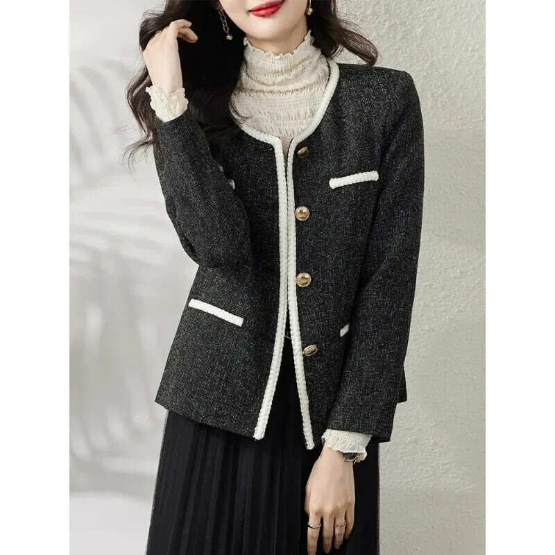 Women Casual Blazer Ladies Female O-Neck Long Sleeve Solid Jacket Coat For Autumn Winter