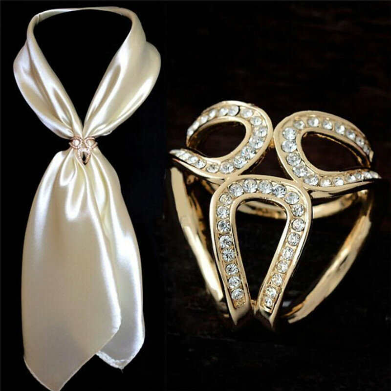 New Silver Gold Crystal Silk Scarf Clip Buckle Holder Brooch Pins Jewelry Gift
