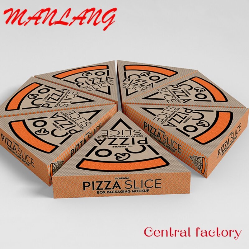 Papierowe pudełka do pakowania na pizzę niestandardowe biodegradowalne jednorazowe trójkątne pudełko kawałek pizzy z pojemnik na jedzenie