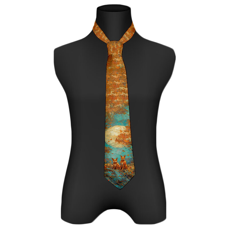 Harajuku fashion unisex tie classic oil painting 3D printing high-quality novel tie personalized dating wedding party tie