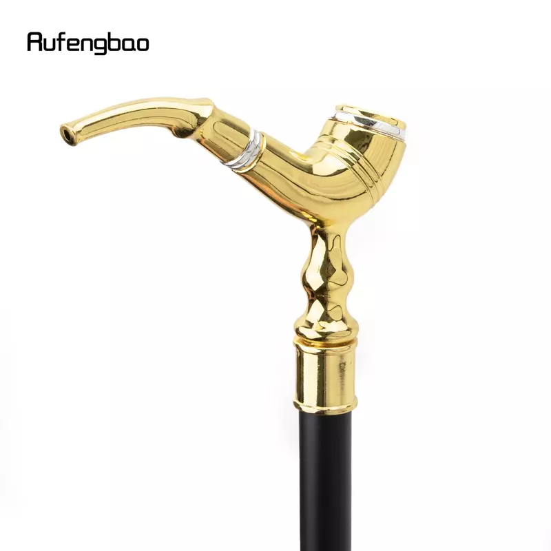 Golden Pipe Pattern Walking Stick, Moda luxuosa, Bastão decorativa de festa, Botão Crosier elegante, 93cm